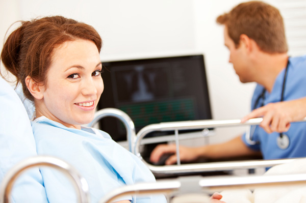 Woman in hospital