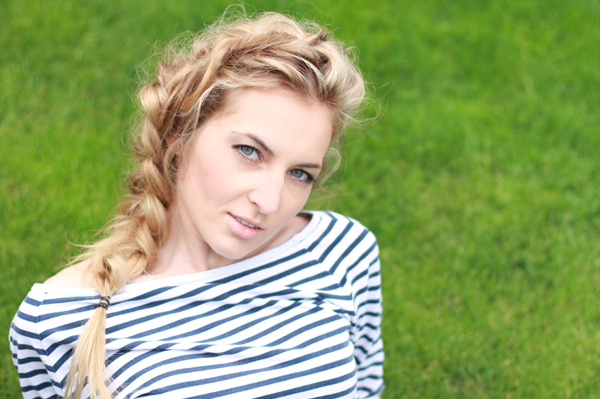 woman wearing french braid