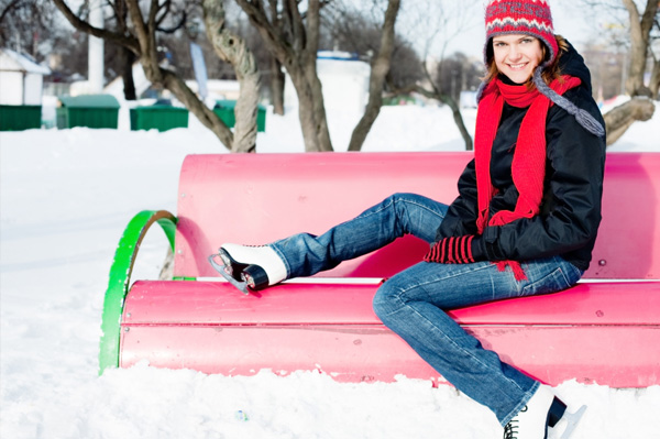 Woman with ice skates