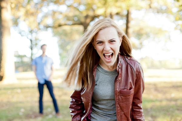 Woman yelling in the park
