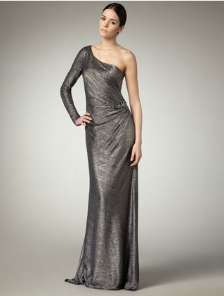 one-sleeve jacquard dress
