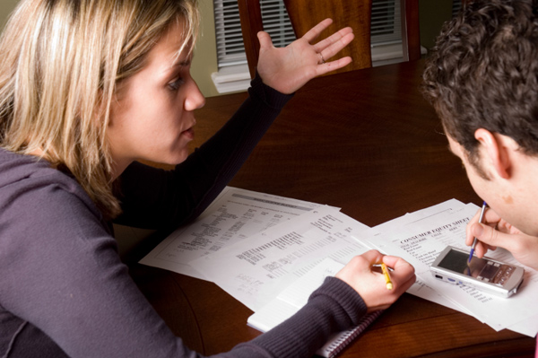 Couple discussing finances