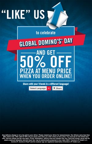 Dominos half price pizza