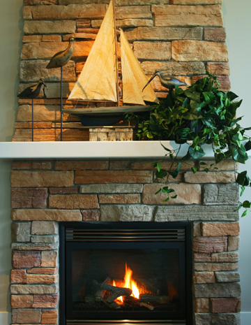 Fireplace with nautical theme