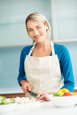 Woman following healthy diet at home