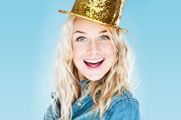 Woman wearing holiday makeup
