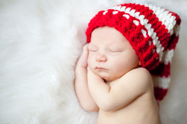 Newborn with Santa hat