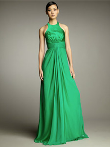 emerald green chiffon gown
