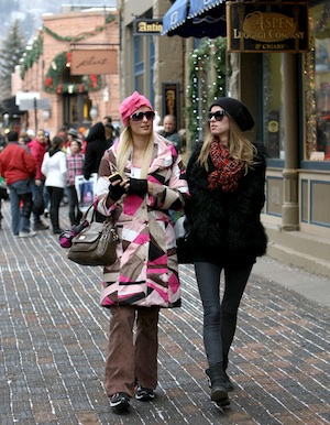 Paris Hilton and Nicky Hilton spend Christmas in Aspen.