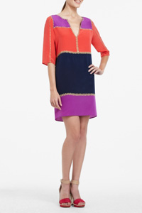 Check it out: Bright silk color block dress ($288)
