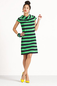 Kate Spade dress with sporty green and blue stripes ($350)