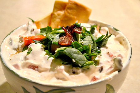 BLT dip with crispy pita chips