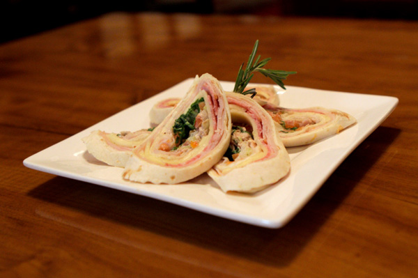 Assorted antipasto tortilla roulades