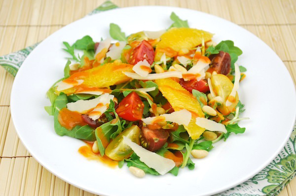 Arugula salad with roasted tomato vinaigrette