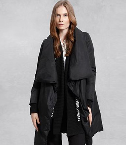 Delicately draped - drape front puffer coat 