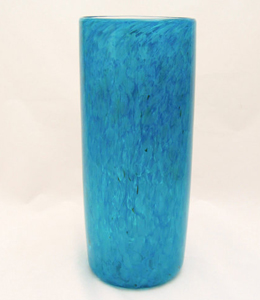 Caribbean blue blown glass flower vase
