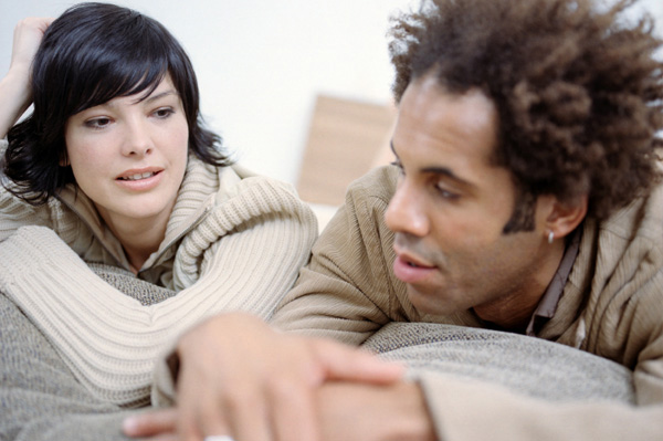 Couple talking about feelings