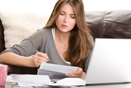 Woman creating budget