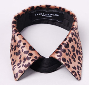 AKIRA Black Label Brown Faux Fur Collar in Leopard
