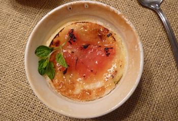 Grapefruit and mint creme brulee