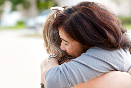 Woman forgiving family memeber