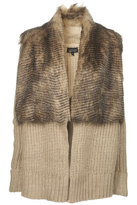 Topshop Knitted Faux Fur Coatigan