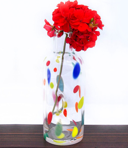 Polka dot blown glass bud vase