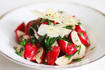 Radish & parsley salad with lemon anchovy dressing recipe