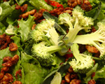 Winter salad with broccoli, walnuts and fruit