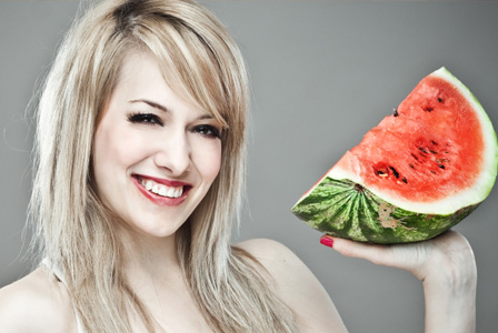 Sexy woman with watermelon