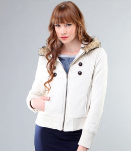 White shawl collar Buffalo puffer jacket