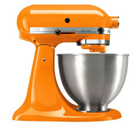 tangerine-hued KitchenAid mixer 