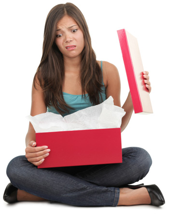 Woman upset with Christmas gift