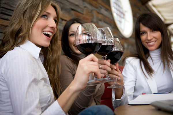 Woman at winetasting party