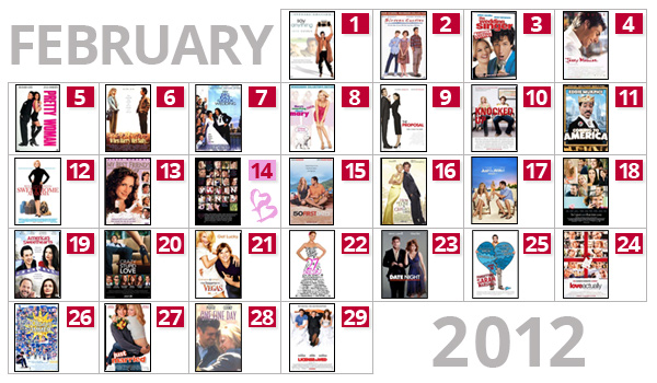 Romantic Movies Valentine's Day Calendar