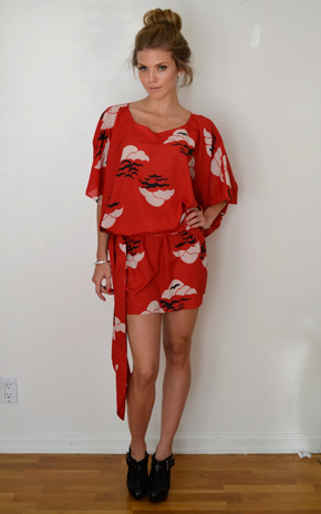 Annalynne McCord wearing a Karen Zambos