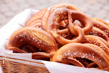 Basket of soft pretzels