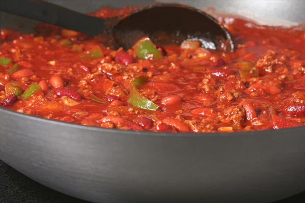 homemade chili on stove