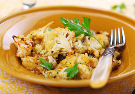 Sautéed cauliflower with olives and orange zest