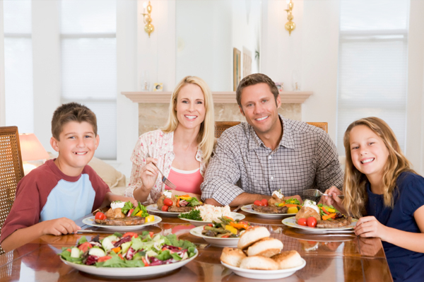 family eating homemade dinner