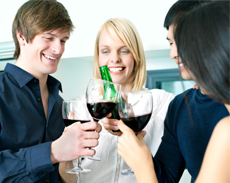 Friends celebrating national wine day