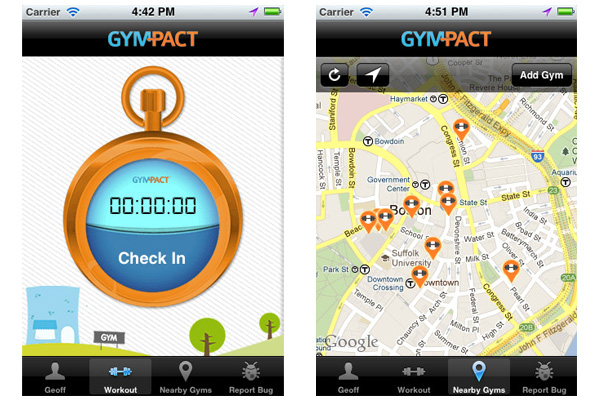 Gym-Pact app screenshots