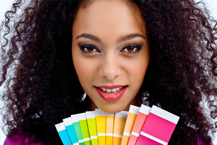 Woman with color samples