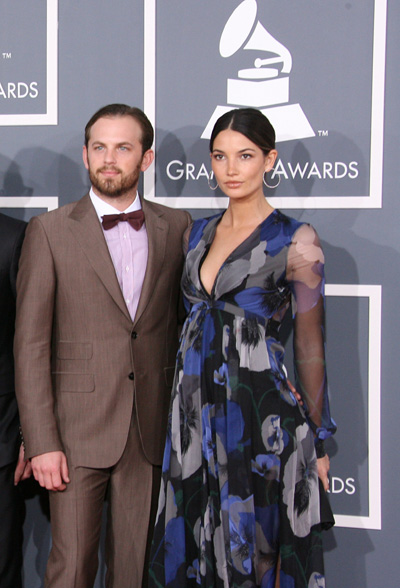Pregnant Lily Aldridge and Caleb Followill at Grammy Awards