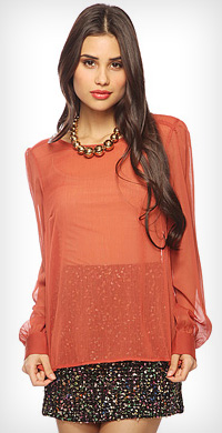 gathered sleeve blouse from Forever 21 in rust