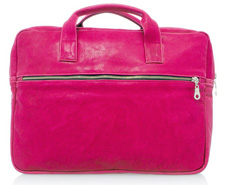 La Mer Fuschia Washed Leather Gold Laptop Case, $128