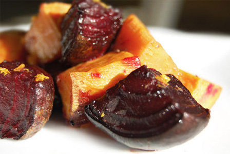 Roasted red and yellow beets with orange