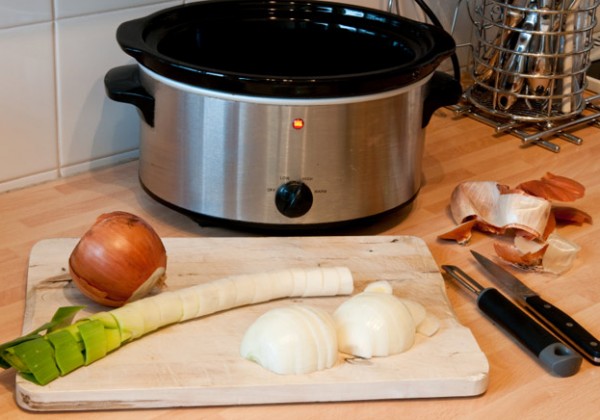 cooking dinner in a slow cooker