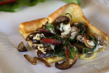 Swiss chard and mushroom popover bake
