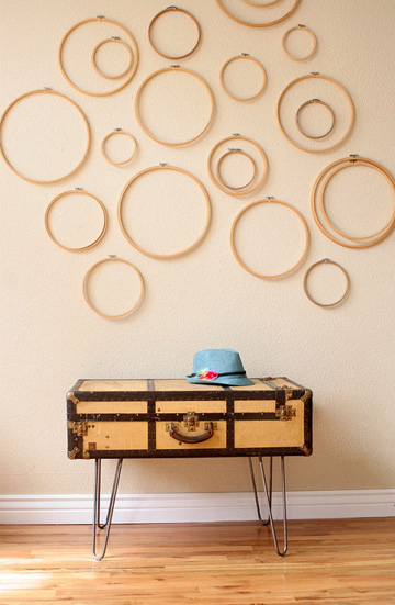 Vintage suitcases table